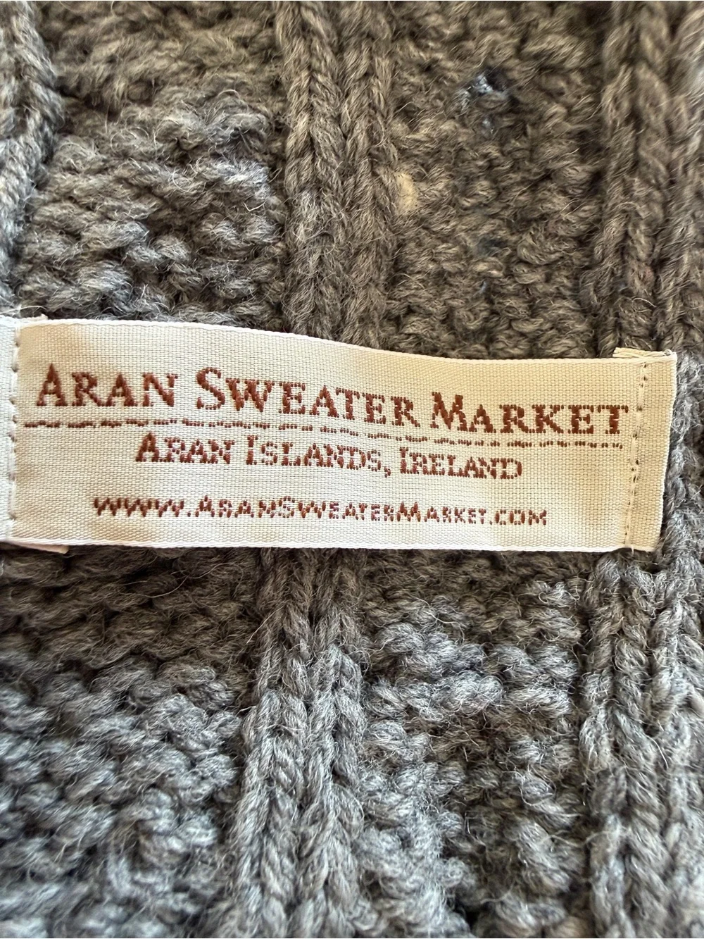 Aran Sweater Market Merino Wool Button Snood Scarf Gray Made in Ireland